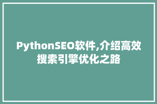 PythonSEO软件,介绍高效搜索引擎优化之路