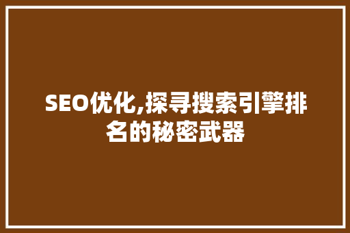 SEO优化,探寻搜索引擎排名的秘密武器