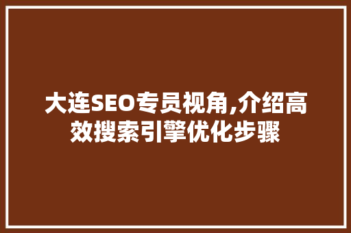 大连SEO专员视角,介绍高效搜索引擎优化步骤