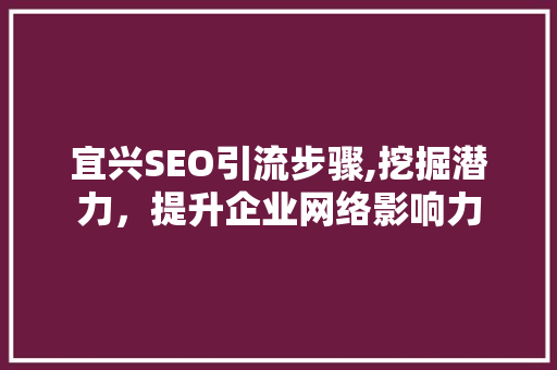 宜兴SEO引流步骤,挖掘潜力，提升企业网络影响力