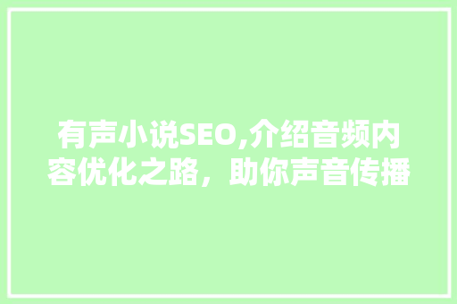 有声小说SEO,介绍音频内容优化之路，助你声音传播更远
