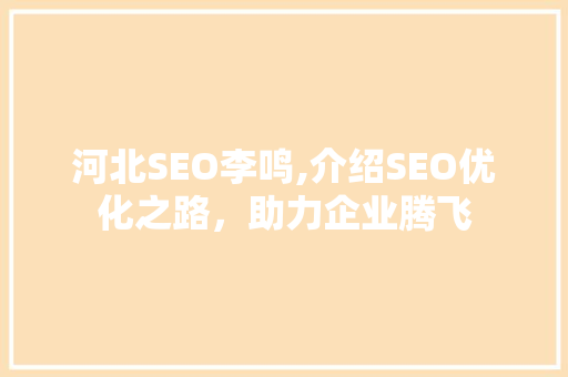 河北SEO李鸣,介绍SEO优化之路，助力企业腾飞