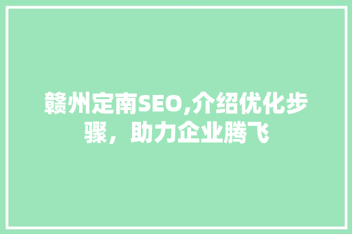 赣州定南SEO,介绍优化步骤，助力企业腾飞