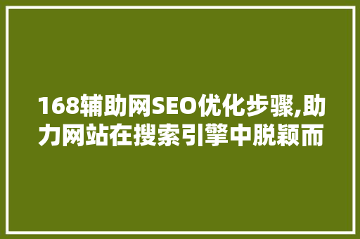 168辅助网SEO优化步骤,助力网站在搜索引擎中脱颖而出