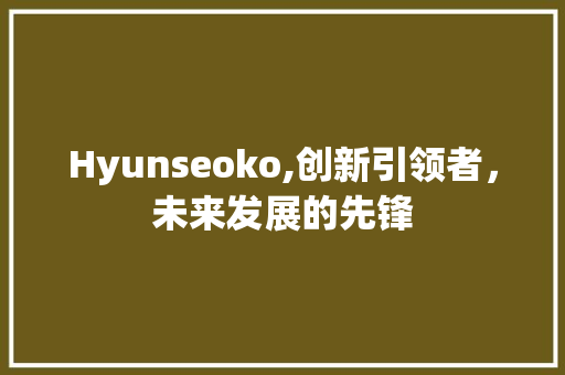 Hyunseoko,创新引领者，未来发展的先锋