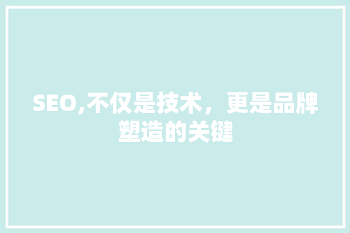 SEO,不仅是技术，更是品牌塑造的关键