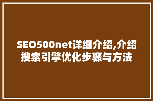 SEO500net详细介绍,介绍搜索引擎优化步骤与方法  第1张