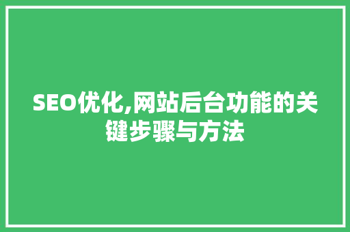 SEO优化,网站后台功能的关键步骤与方法
