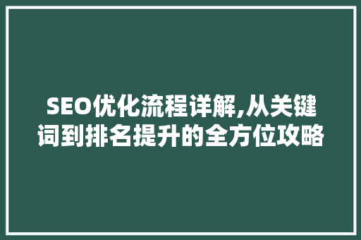 SEO优化流程详解,从关键词到排名提升的全方位攻略