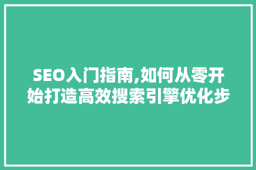 SEO入门指南,如何从零开始打造高效搜索引擎优化步骤
