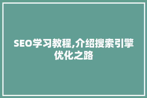 SEO学习教程,介绍搜索引擎优化之路