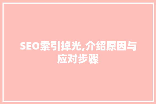 SEO索引掉光,介绍原因与应对步骤  第1张