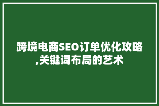 跨境电商SEO订单优化攻略,关键词布局的艺术
