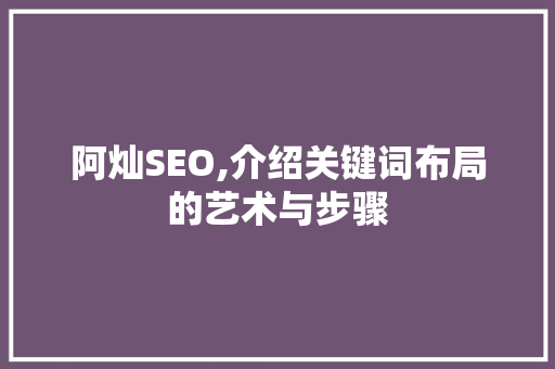 阿灿SEO,介绍关键词布局的艺术与步骤