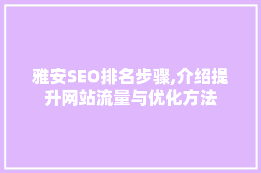 雅安SEO排名步骤,介绍提升网站流量与优化方法