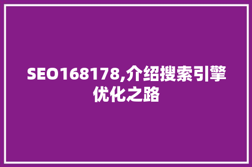 SEO168178,介绍搜索引擎优化之路