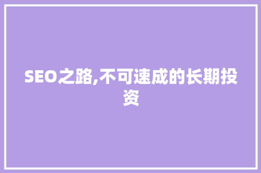 SEO之路,不可速成的长期投资  第1张