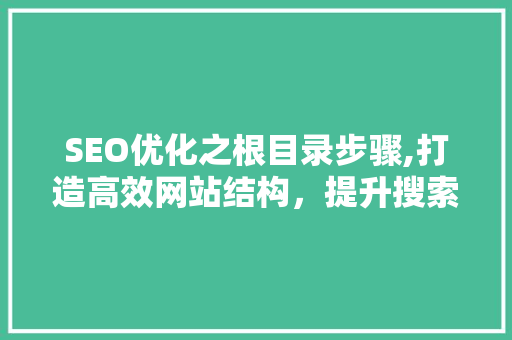 SEO优化之根目录步骤,打造高效网站结构，提升搜索引擎排名  第1张
