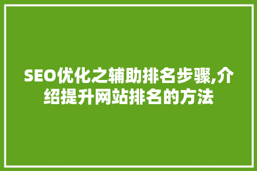 SEO优化之辅助排名步骤,介绍提升网站排名的方法