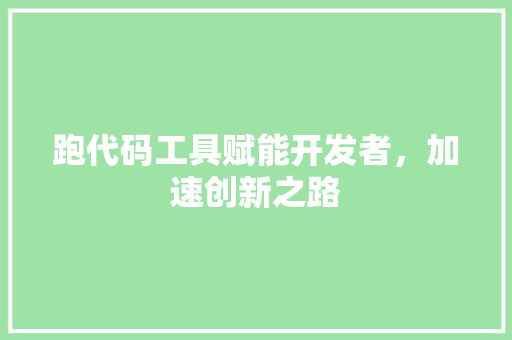 跑代码工具赋能开发者，加速创新之路