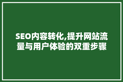 SEO内容转化,提升网站流量与用户体验的双重步骤