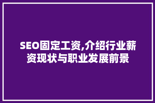 SEO固定工资,介绍行业薪资现状与职业发展前景  第1张