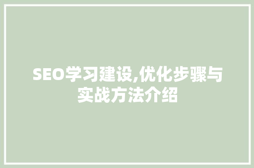 SEO学习建设,优化步骤与实战方法介绍