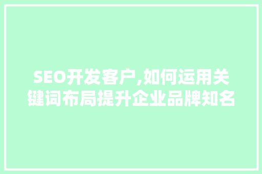 SEO开发客户,如何运用关键词布局提升企业品牌知名度  第1张
