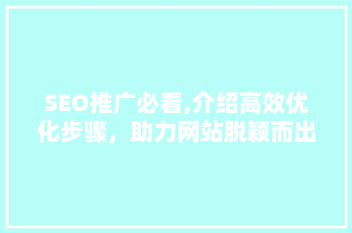 SEO推广必看,介绍高效优化步骤，助力网站脱颖而出