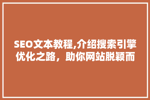 SEO文本教程,介绍搜索引擎优化之路，助你网站脱颖而出