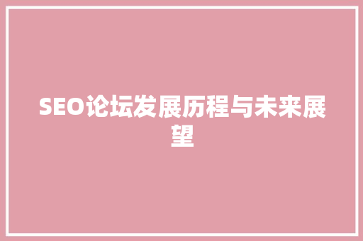 SEO论坛发展历程与未来展望  第1张