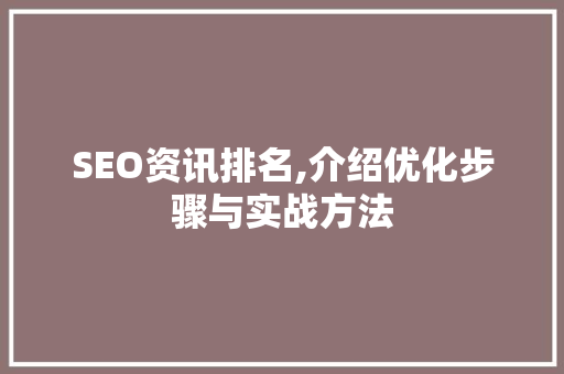 SEO资讯排名,介绍优化步骤与实战方法