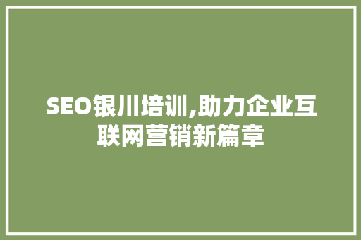 SEO银川培训,助力企业互联网营销新篇章  第1张