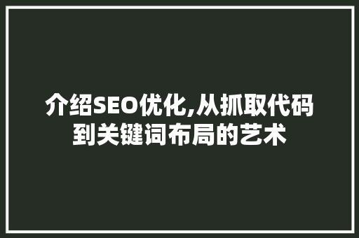 介绍SEO优化,从抓取代码到关键词布局的艺术