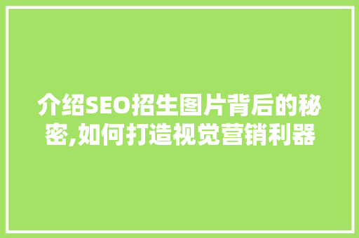 介绍SEO招生图片背后的秘密,如何打造视觉营销利器