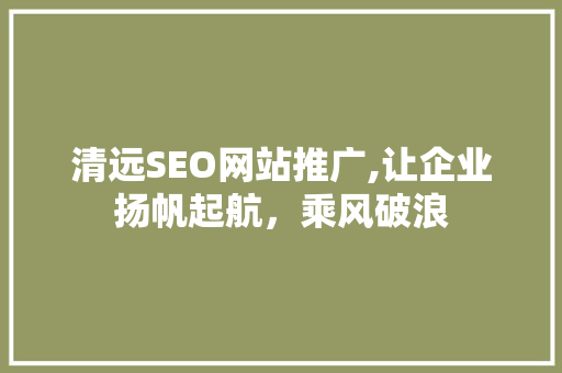 清远SEO网站推广,让企业扬帆起航，乘风破浪