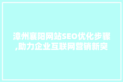 漳州襄阳网站SEO优化步骤,助力企业互联网营销新突破