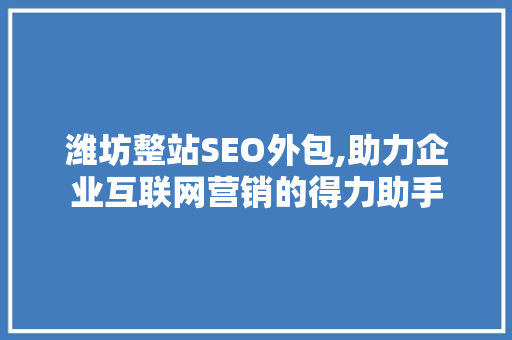 潍坊整站SEO外包,助力企业互联网营销的得力助手