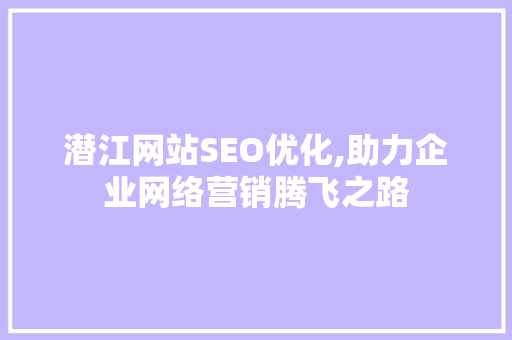 潜江网站SEO优化,助力企业网络营销腾飞之路  第1张