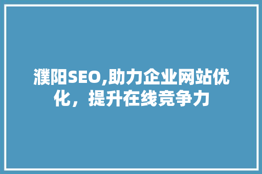 濮阳SEO,助力企业网站优化，提升在线竞争力  第1张
