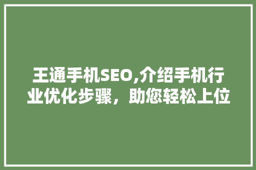 王通手机SEO,介绍手机行业优化步骤，助您轻松上位