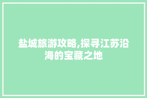 盐城旅游攻略,探寻江苏沿海的宝藏之地  第1张