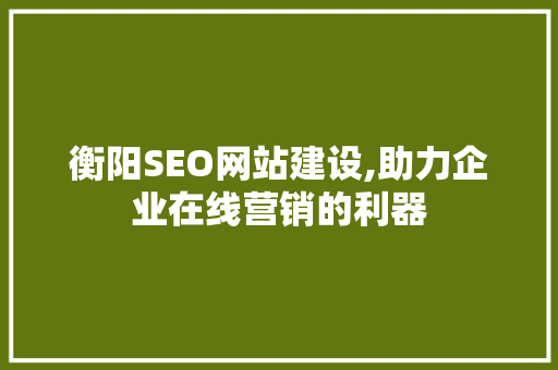 衡阳SEO网站建设,助力企业在线营销的利器