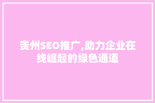 贵州SEO推广,助力企业在线崛起的绿色通道