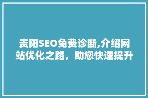 贵阳SEO免费诊断,介绍网站优化之路，助您快速提升排名  第1张