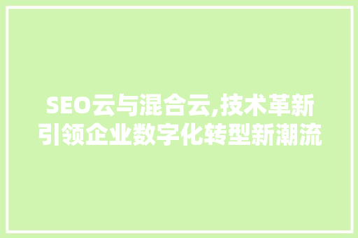 SEO云与混合云,技术革新引领企业数字化转型新潮流  第1张