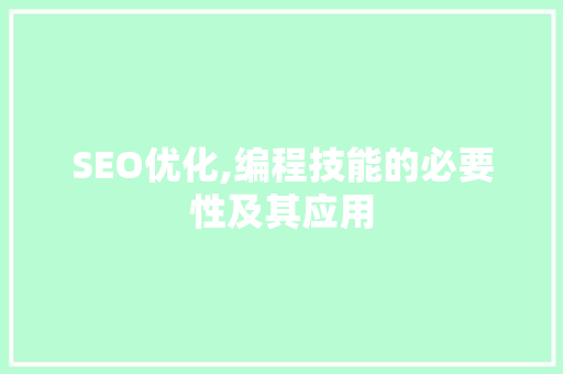 SEO优化,编程技能的必要性及其应用