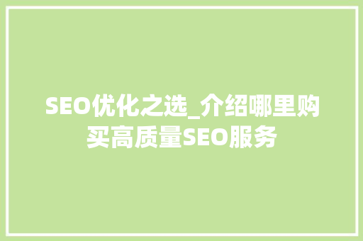 SEO优化之选_介绍哪里购买高质量SEO服务  第1张
