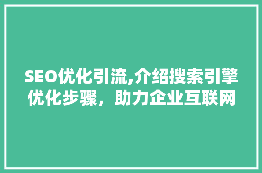 SEO优化引流,介绍搜索引擎优化步骤，助力企业互联网营销