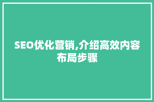 SEO优化营销,介绍高效内容布局步骤